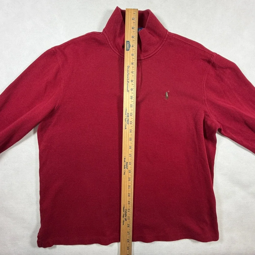Polo Ralph Lauren Mens Large Estate Rib Quarter Zip‎ Pullover Burgundy Red Pony